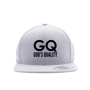 LIGHT GREY “ORIGINAL GQ” EMBROIDERED LOGO SNAP BACK HATS